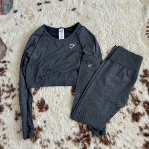 Gymshark Dark Charcoal Seamless Crop Top and Leggings Set